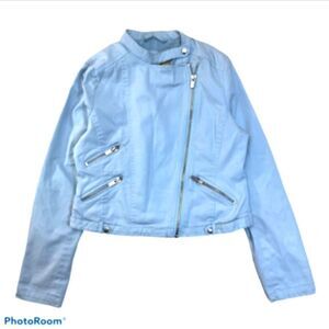 Maralyn & Me Light Blue Moto Jacket